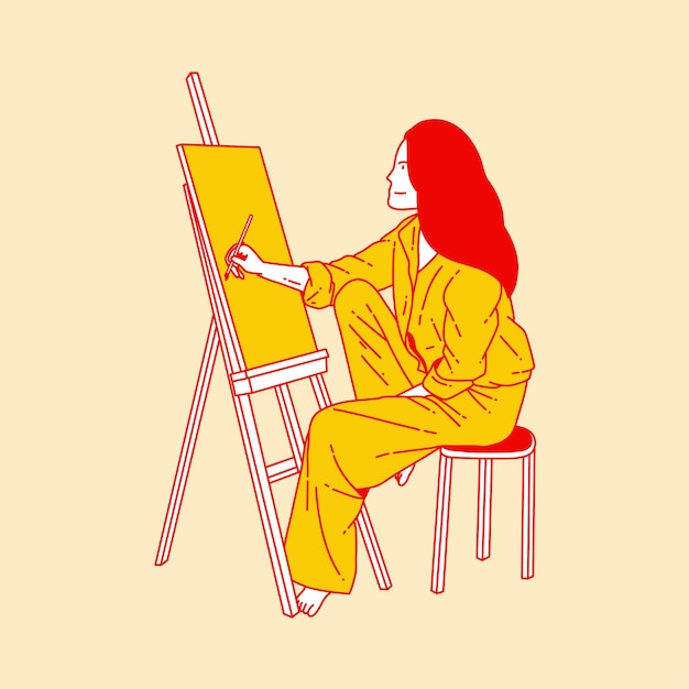 Simple cartoon illustration of a painter 4