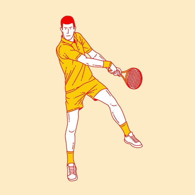 Vector simple cartoon illustration of a tennis player 1