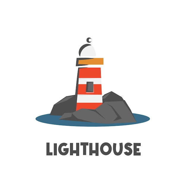 Simple Cartoon Lighthouse Illustration Logo