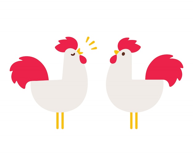 simple cartoon roosters