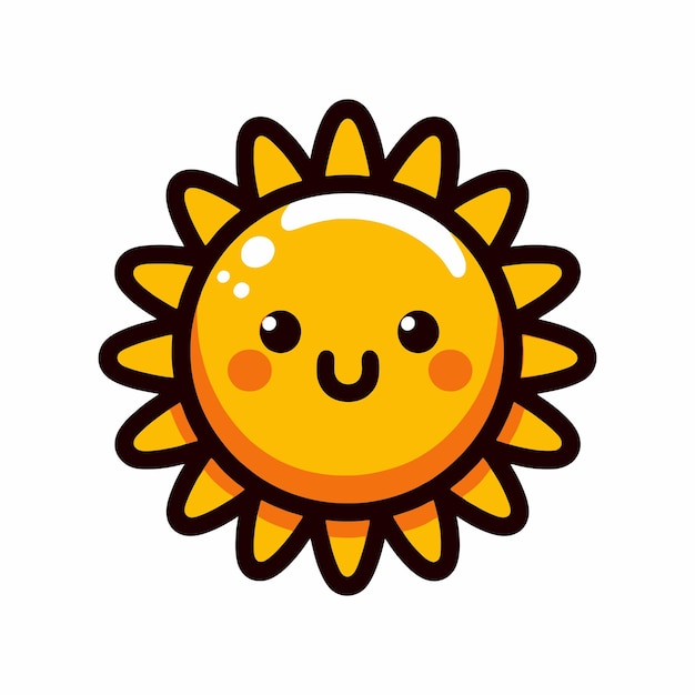 Vector simple cartoon of sun smiling