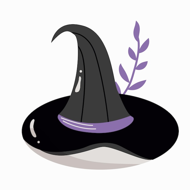 Vector simple cartoon wizard hat icon vector magic illustration for halloween