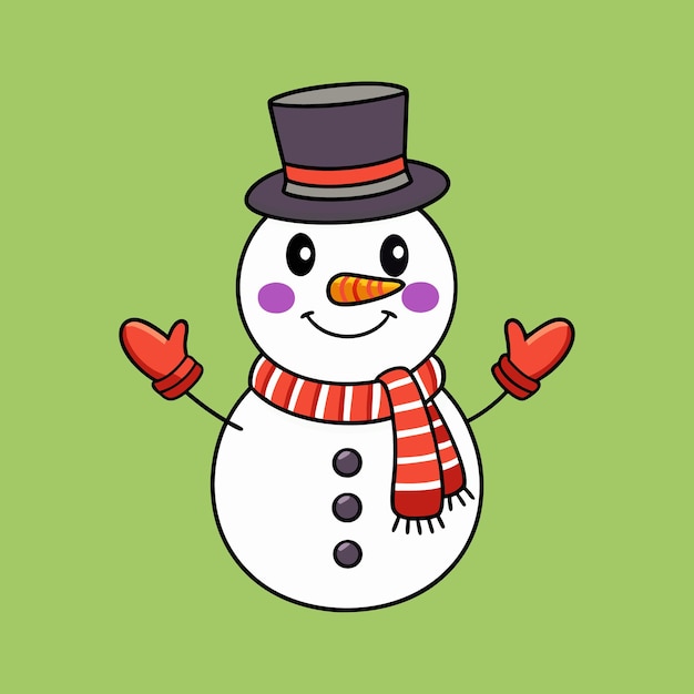 a simple cartoonstyle snowman with a black top hat