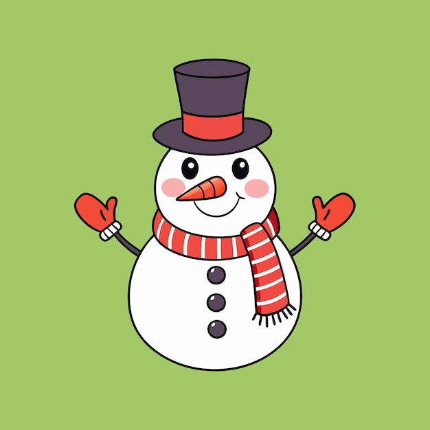 A simple cartoonstyle snowman with a black top hat