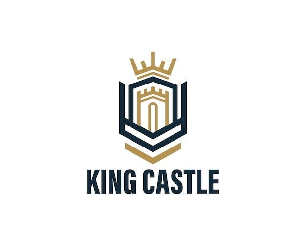 Simple castle king crown logo design template