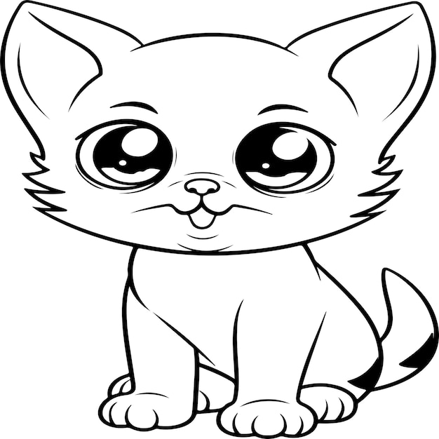 Vector simple cat coloring page for kids