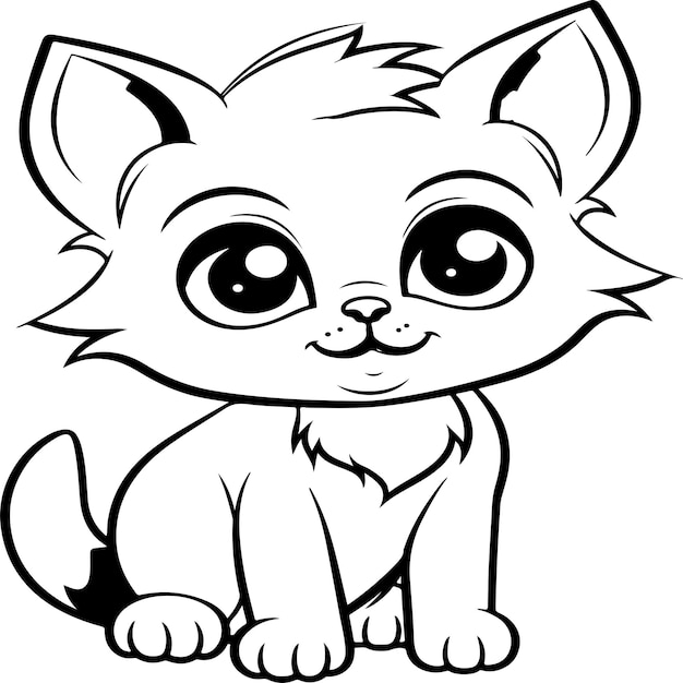 Premium Vector | Simple cat coloring page for kids