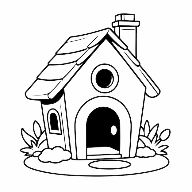 Simple cat house drawing for children books