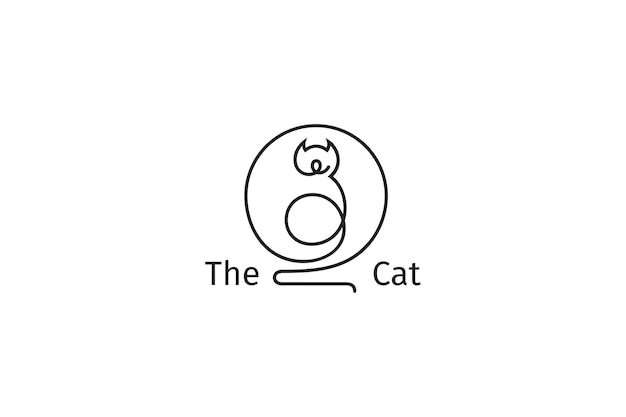 Simple cat logo with continuous line design style