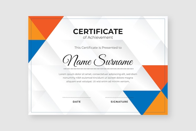 Simple certificate of achievement template
