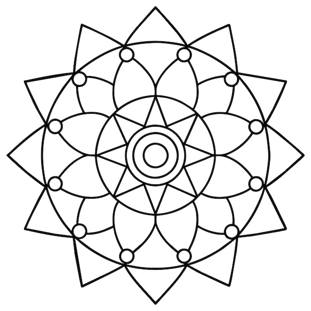 Vector simple chakras mandala simple coloring page for adult mind relaxing mandala