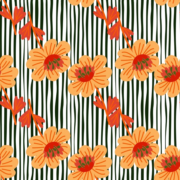 Simple chamomile flower seamless pattern Decorative naive botanical wallpaper Cute stylized flowers background