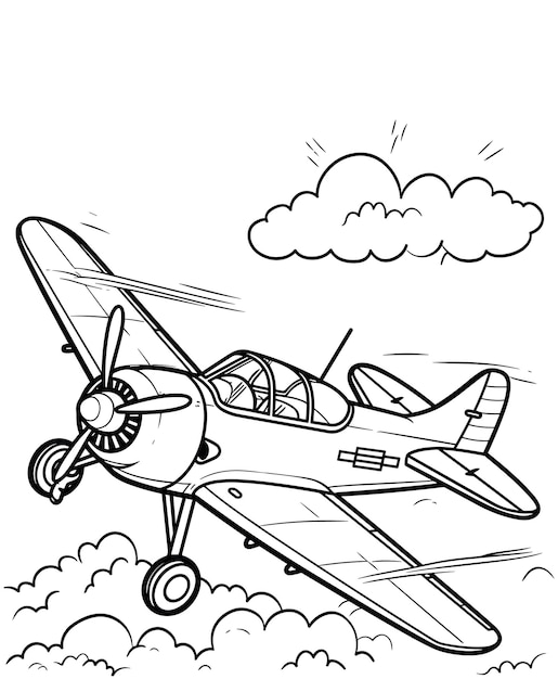 Vector simple childrens airplane coloring page