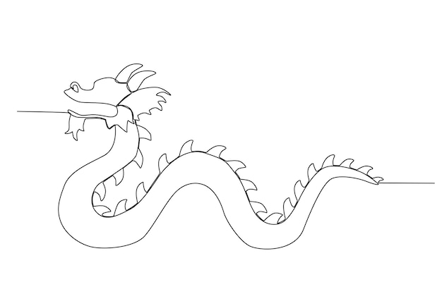 Vettore un semplice drago cinese che disegna un disegno al tratto
