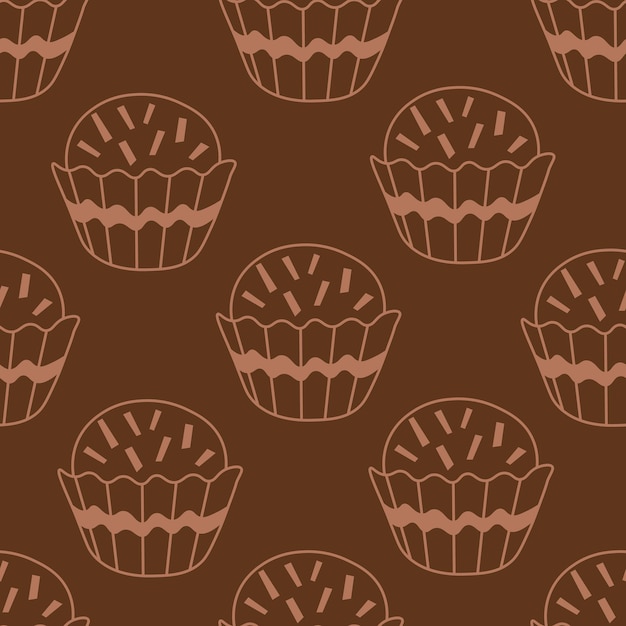 Stile semplice di doodle del modello senza cuciture dell'alimento della caramella di cioccolato