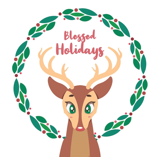 Simple christmas greeting with reindeer