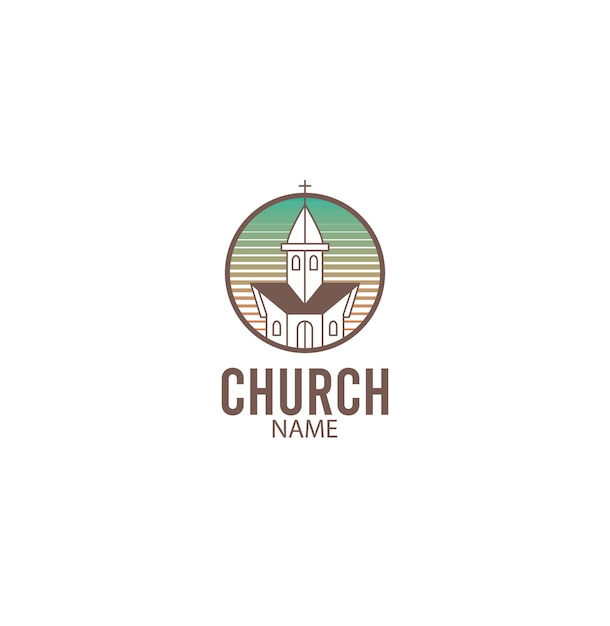 simple church logo with church building