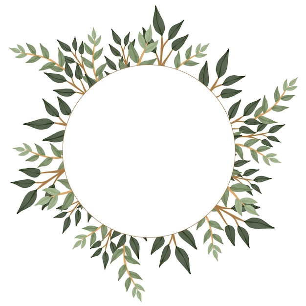 simple circle frame with eucalyptus border for weddign card
