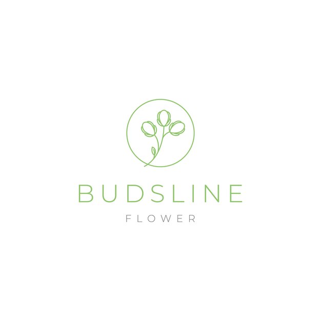 Simple circle with bud plants logo design