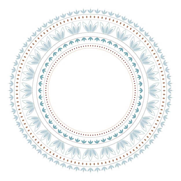 Simple  circular ornament. Pastel colors. Round frame. Template.