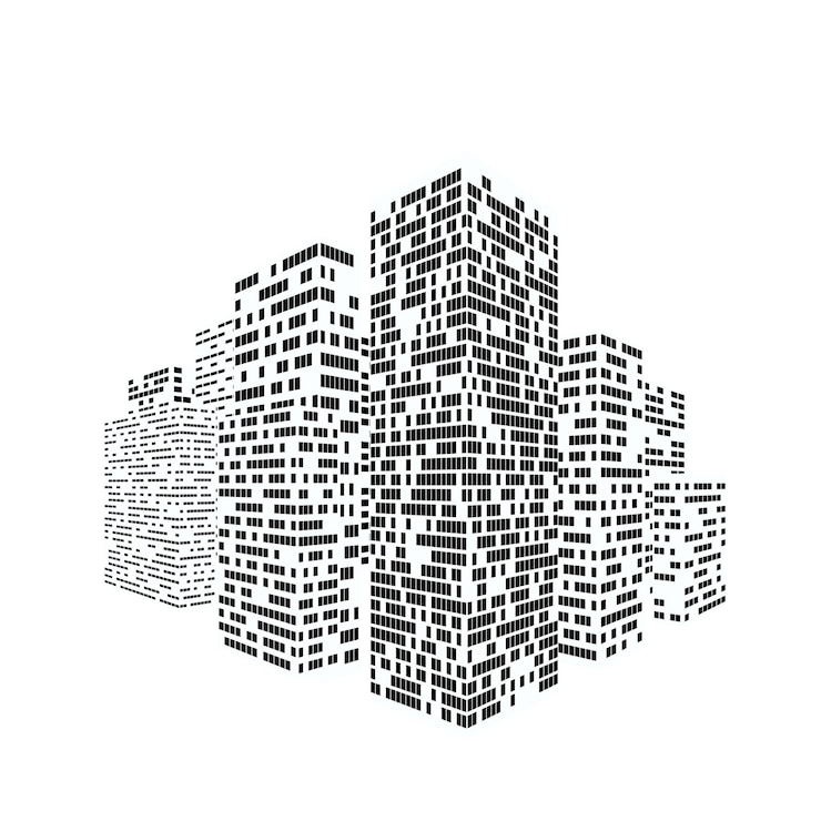 Vector simple city illustration on white background