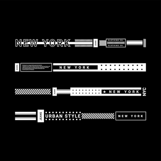 스크린 인쇄, 티셔츠, 후드티, 재킷 등을 디자인하는 데 완벽한 단순한 도시 슬로건 스트립 디자인