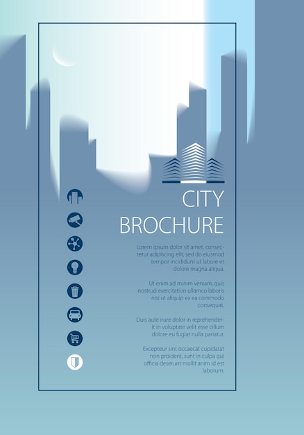 Simple city traveling tourist guide book. Brochure, flyer, cover, poster or guidebook template. Vector modern illustration.