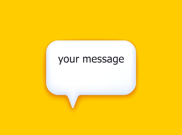 simple classic speech bubble 3d template with medium volume and shadow vector mockup