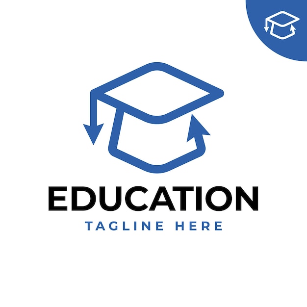 Simple clean arrow education icon logo