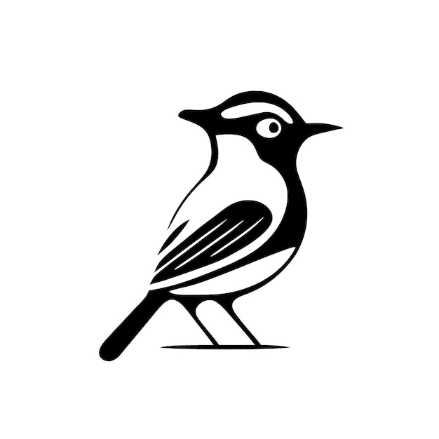 Semplice pulito bellissimi uccelli logo del club di golf mascotte vettore cartone animato illustrato in bianco e nero