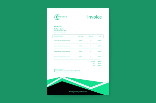 Simple and clean green payment receipt invoice template