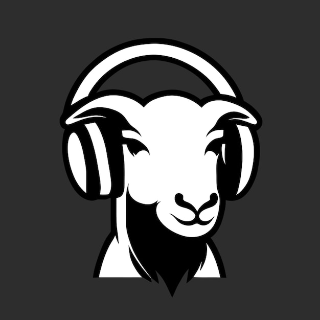 Вектор Простая чистая счастливая коза радио логотип минималистская талисман векторная иллюстрация