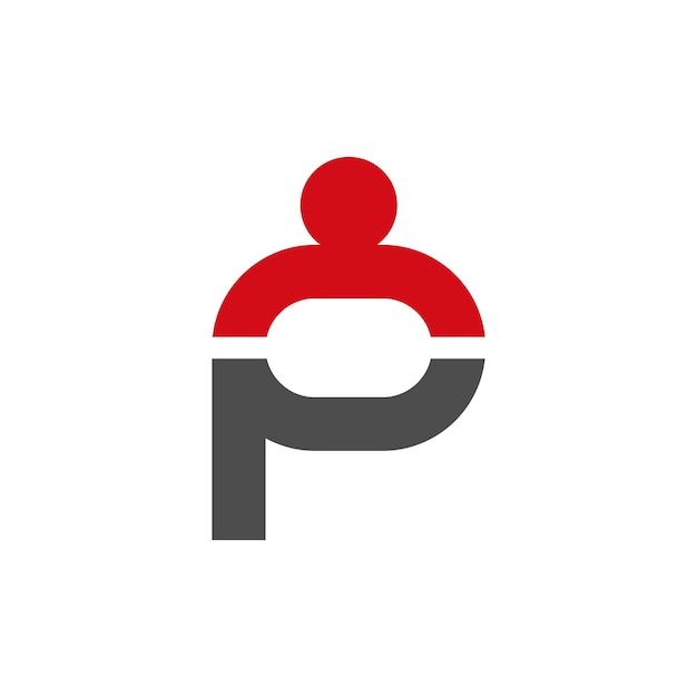 Simple clean initial P People icon logo