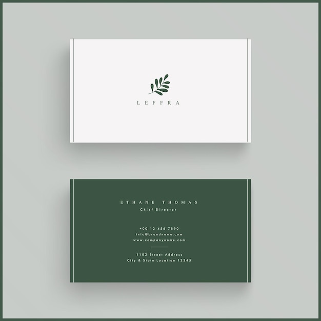 Simple Clean Minimal Business Green Card Template premium vector