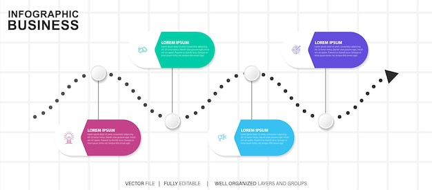 Modello di progettazione infografica aziendale di presentazione semplice e pulita con 4 barre di opzioni