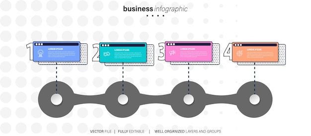 Simple and Clean Presentation Business Infographic Design Template with 4 Bar of Options