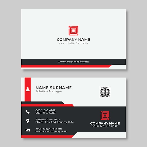 Simple and clean red and black business card template