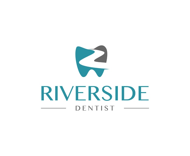 Simple Clean River Dental Logo Design Template