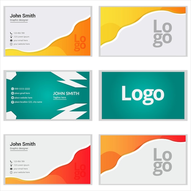 Vector simple clean style modern business card template, creative doublesided business card