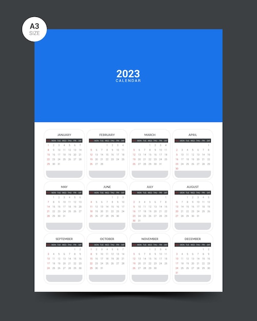 Simple and clean wall calendar design