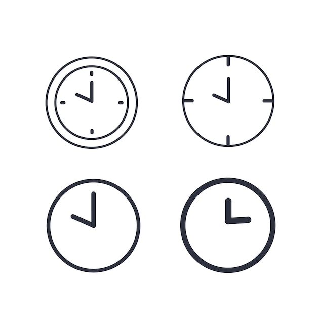 Vector simple clock, clock icon isolated on white background