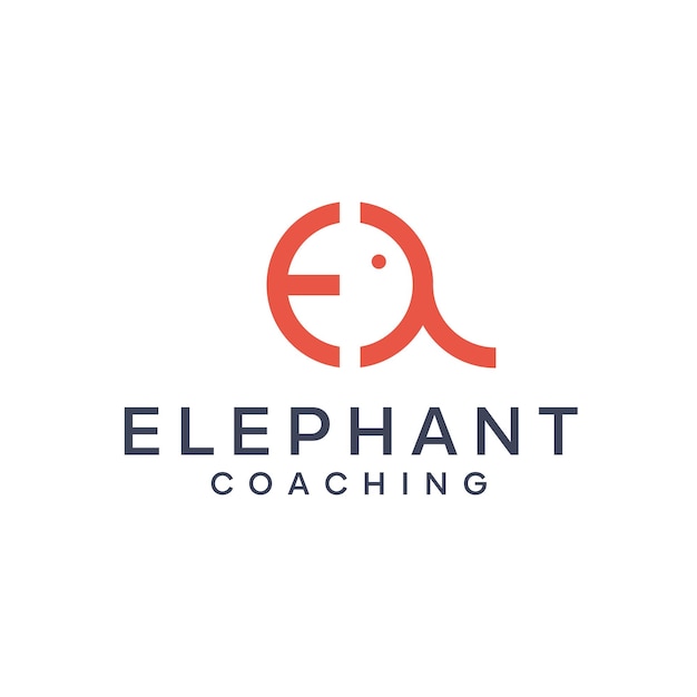 Vettore design semplice del logo dell'elefante di coaching