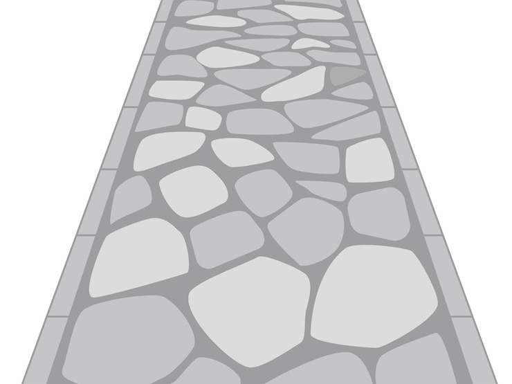 Vector simple cobblestone road image of a shrine approach using gray stones