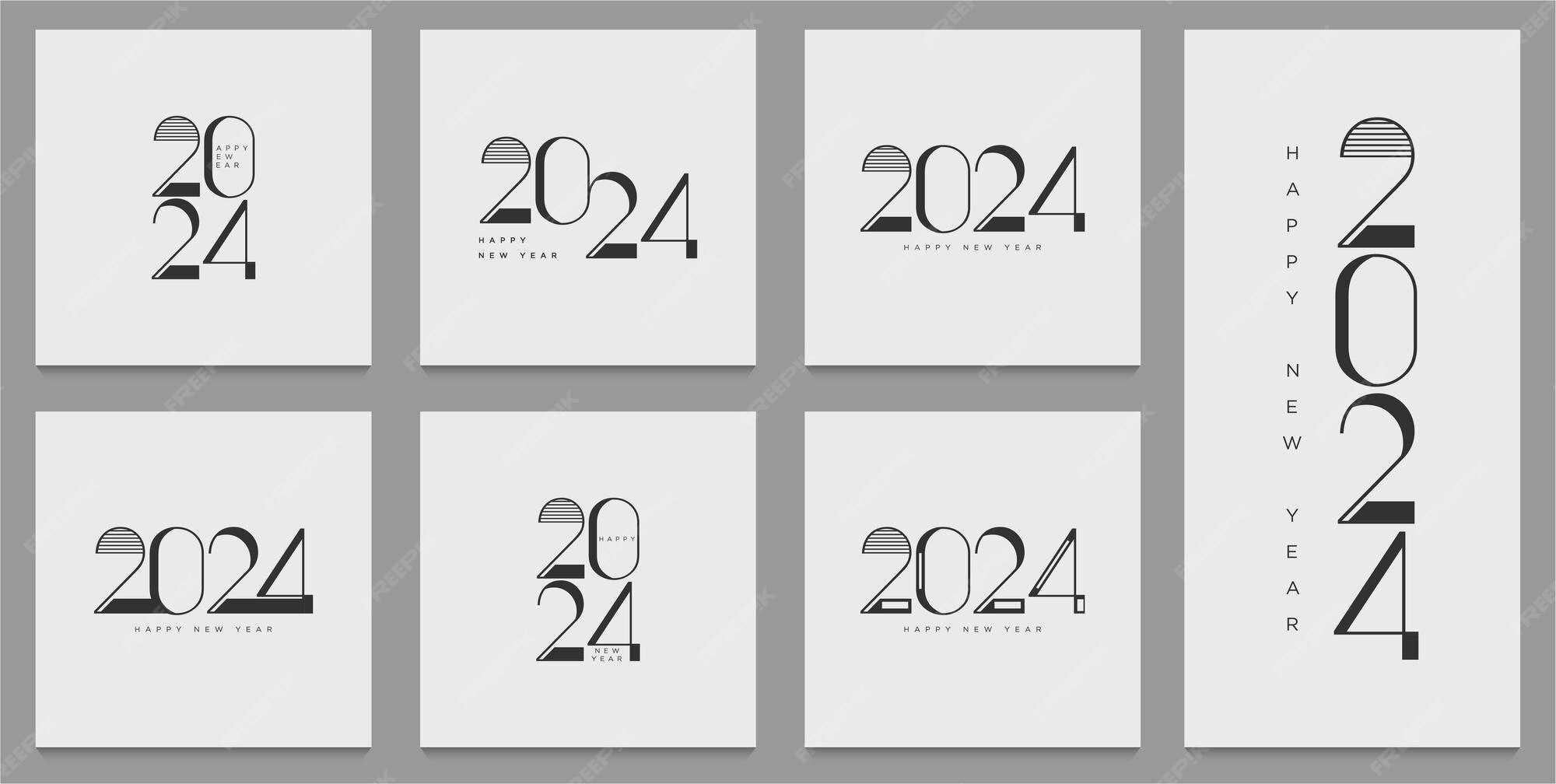 Premium Vector Simple color and different number style for 2024 new