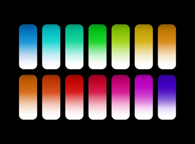 Vector simple color to white gradient set