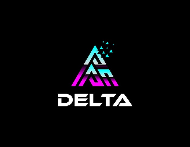 Vector simple colorful illuminated delta triangle logo design template