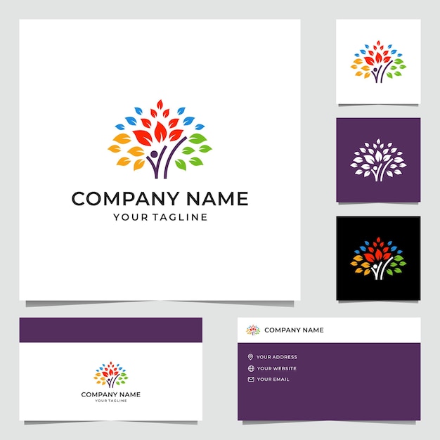 Vettore semplice albero colorato logo design