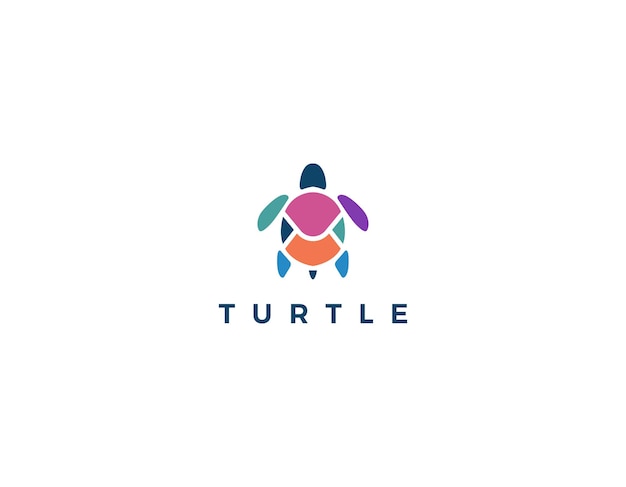 Simple Colorful Turtle Logo Design Template