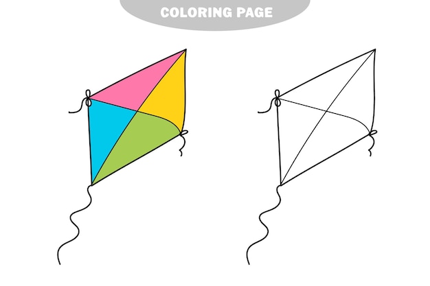 Simple coloring page cartoon kite toy coloring page