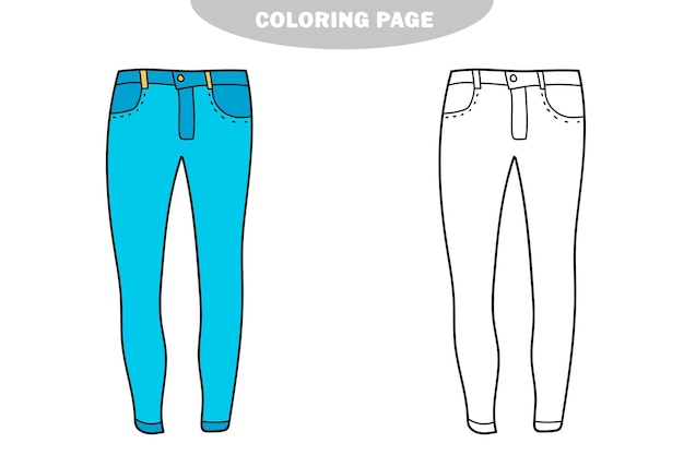 소녀를위한 어린이 청바지를위한 간단한 색칠 공부 페이지